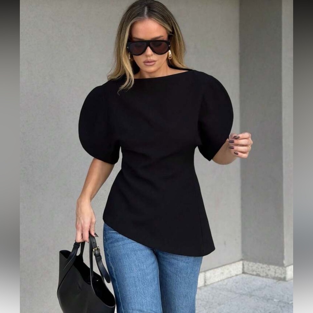 Zara NWT ZW collection black Zara woman collection balloon sleeve top